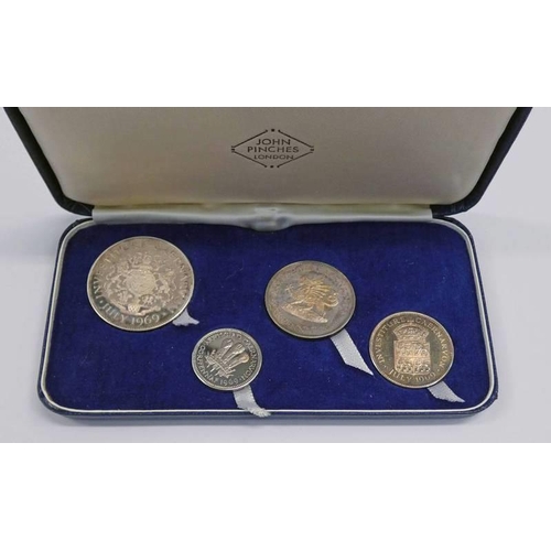 2437 - 1969 SILVER PROOF 4 COMMEMORATIVE COINS OF THE INVESTITURE OF PRINCE CHARLES AS PRINCE OF WALES BY J... 