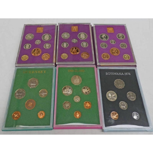 2438 - 3 X 1970 UK PROOF COIN SETS, IN CASES OF ISSUE, WITH C.O.A, 1979 GUERNSEY PROOF COIN SET, 1976 BOTSW... 