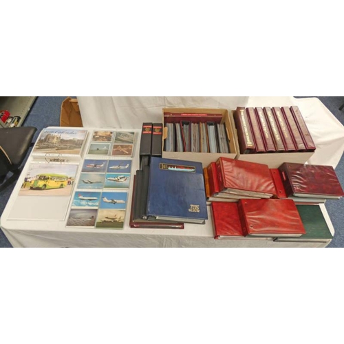 2460 - 4 BOXES OF VARIOUS POSTCARDS, COVERS, MEDALLIC COVERS, CIGARETTE CARDS, STAMP PRESENTATION PACKS, ET... 