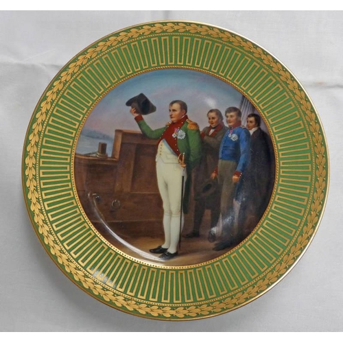 3069 - HUTSCHENREUTHER PORCELAIN PLATE ENTITLED A ELBE, DEPICTING NAPOLEON BONAPARTE ARRIVING ON A SHIP AT ... 