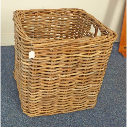 595 - LARGE WICKER LOG BASKET 63 CM TALL X 60 CM WIDE