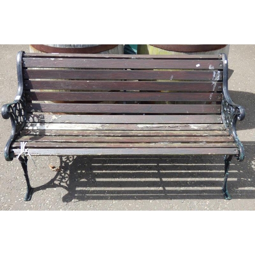 6065 - GARDEN BENCH WITH PAINTED CAST METAL ENDS