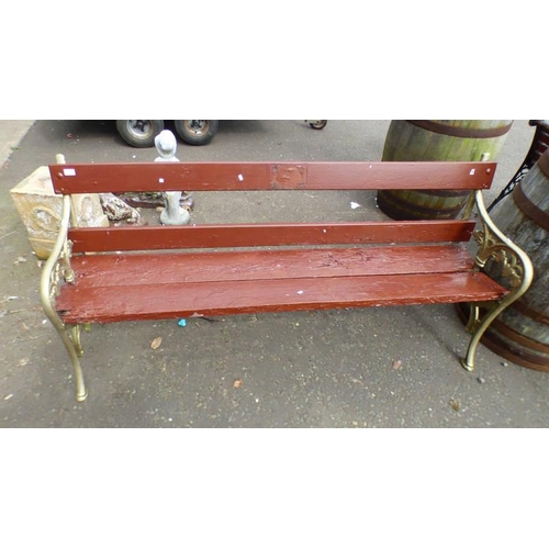 6131 - GARDEN BENCH WITH PAINTED CAST IRON ENDS