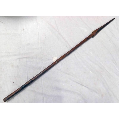 1014 - ABORIGINAL BARBED HARDWOOD SPEAR, 95CMS LONG