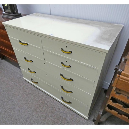 32 - PAINTED CHEST OF 4 SHORT OVER 3 LONG DRAWERS, 98CM TALL X 117CM WIDE