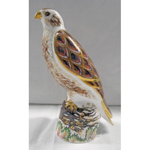 3223 - ROYAL CROWN DERBY PAPERWEIGHT, BUZZARD NO. 301, BOXED WITH GOLD STOPPER