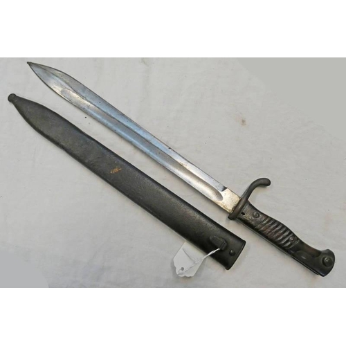 1605 - GERMAN BUTCHER BAYONET WITH 36.7CM LONG BLADE BY ALEX COPPEL SOLINGEN WITH ITS SCABBARD