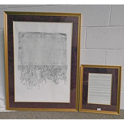 1611 - 2 DECLARATION OF ARBROATH FRAMED PRINTS & TRANSLATIONS, 85 X 60 CM