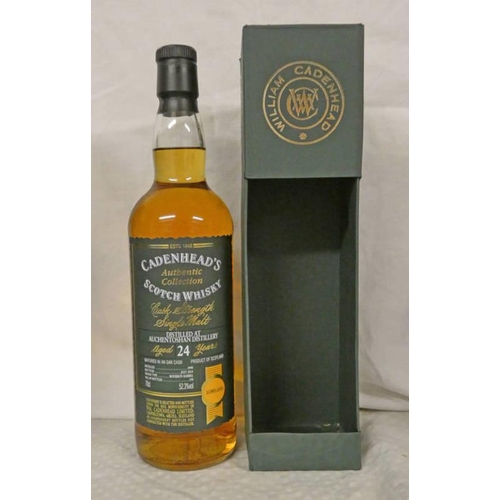 2113 - 1 BOTTLE AUCHENTOSHAN 24 YEAR OLD CASK STRENGTH SINGLE MALT WHISKY, CADENHEADS BOTTLING, DISTILLED 1... 