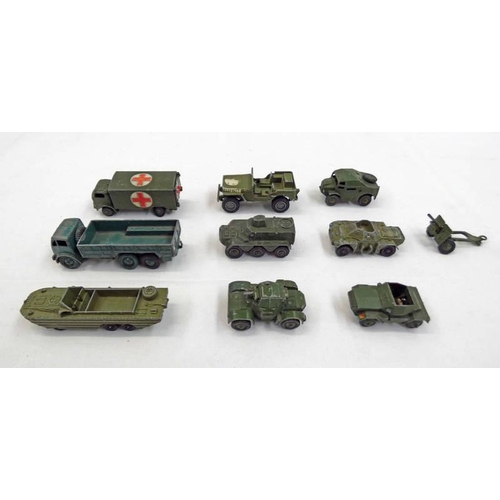 2334 - SELECTION OF TEN DINKY TOY MILITARY RELATED MODEL VEHICLES INCLUDING 10 TON ARMY TRUCK, DUKW AMPHIBI... 