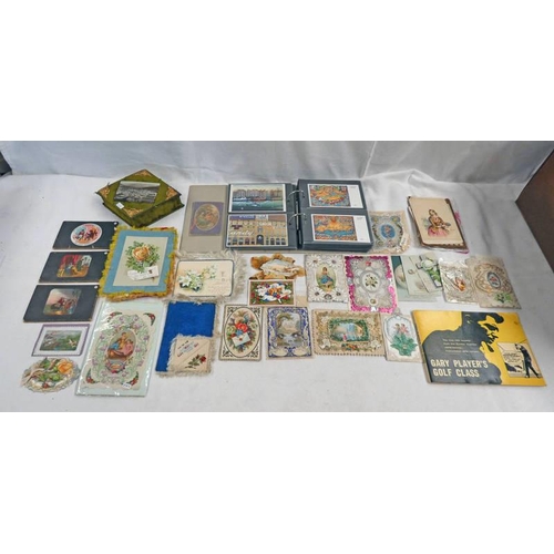 2647 - SELECTION OF VARIOUS POSTCARDS, PHOTOGRAPHS ETC TO INCLUDE VARIOUS SILK CARDS, COLLECTION OF BOOK PL... 