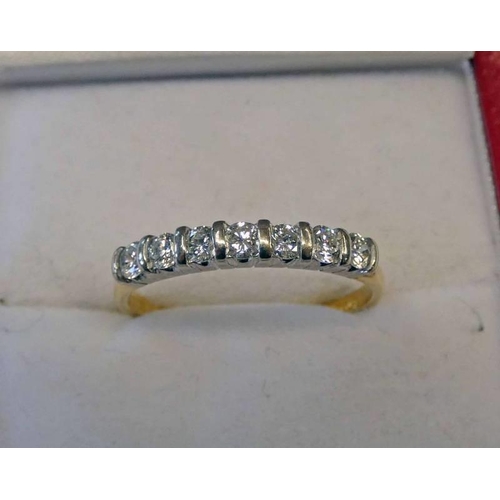 34 - 18CT GOLD 7-STONE DIAMOND SET RING, APPROX. 0.42 CARATS