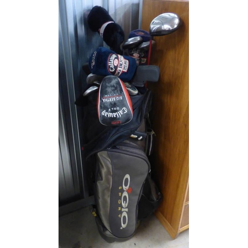 6058 - OGIO SPORT GOLF BAG & GOOD SELECTION OF LEFT- HANDED GOLF CLUBS