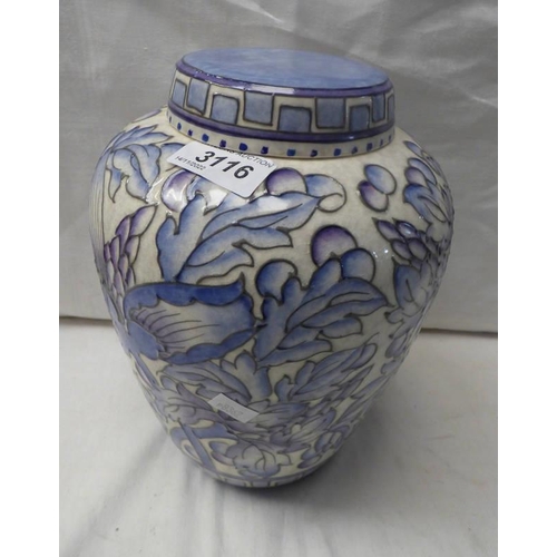 3116 - CHARLOTTE RHEAD BURSLEM WARE VASE WITH LID 23CM