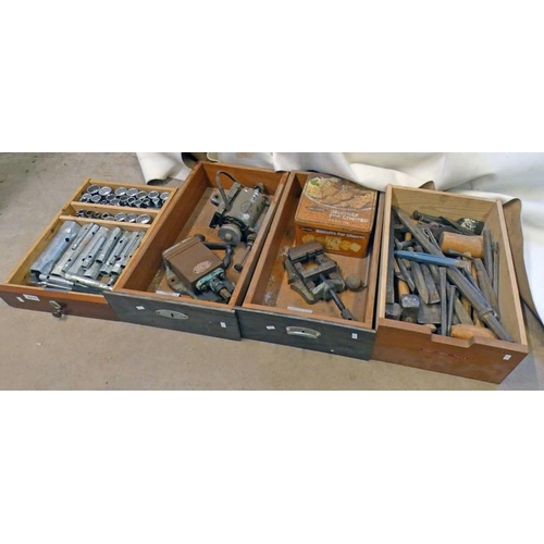 6076 - VARIOUS SELECTION OF SOCKETS, CHISELS, HAMMERS & VICES, ETC