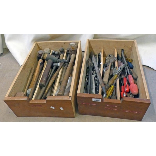 6079 - VARIOUS SELECTION OF SPANNERS, SCREWDRIVERS, HAMMERS, ETC