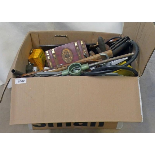 6082 - LARGE SELECTION OF TOOLS, DRILL, DRILL HOLE SAWS, SCREWDRIVERS, ETC