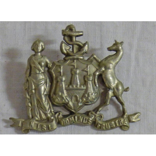 1156 - EDINBURGH POLICE KEPI BADGE, DIE STAMPED IN WHITE METAL WITH COAT OF ARMS