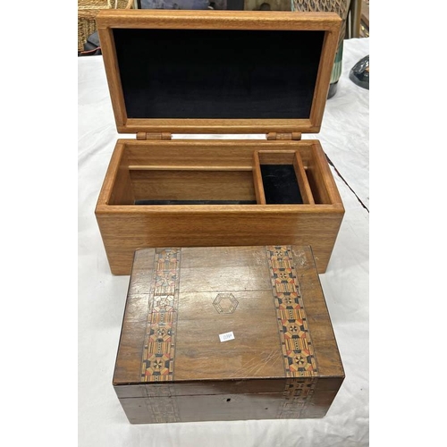 1157 - SEWING BOX WITH LIFT UP LID AND A PARQUETRY INLAID BOX  -2-