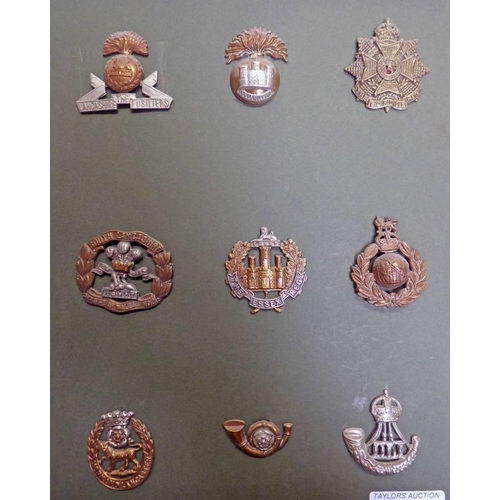 1458 - 9 CAP BADGES TO INCLUDE THE ESSEX REGT, THE LANCASHIRE FUSILIER'S, THE BORDER REGT ETC