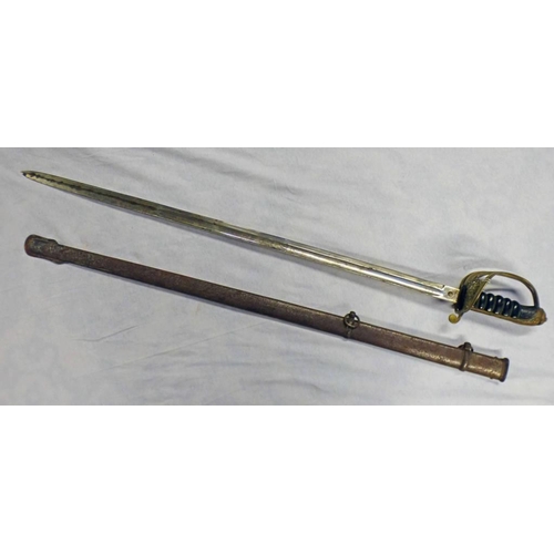 1479 - VICTORIAN 1854 PATTERN INFANTRY OFFICERS SWORD WITH 82.5 CM LONG PARTIALLY FULLERED BLADE WITH VRI M... 