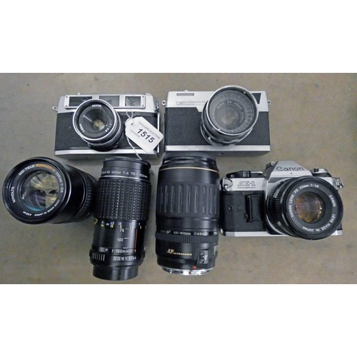 1515 - CANON AE-1 WITH CANON 50MM 1:1.8 LENS, CANON AE-1 WITH CANON 50MM 1:1.8 LENS, RANK ALDIS RANGER 35 C... 