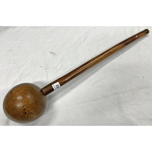 1552 - ZULU HARDWOOD KNOBKERRIE WITH LARGE GLOBULAR HEAD ON SHAFT 55.5CM