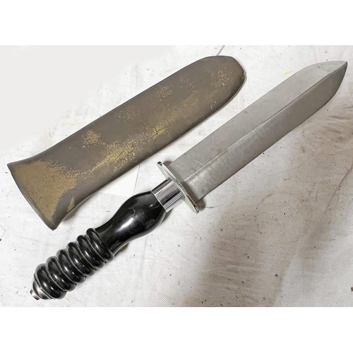 1600 - SIEBE GORMAN DIVERS KNIFE WITH 19.5 CM LONG DOUBLE EDGED BLADE WITH SCABBARD