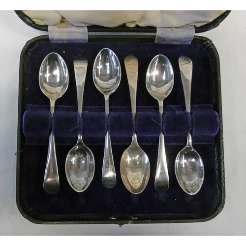 347 - CASED SET OF 6 SILVER TEASPOONS, BIRMINGHAM 1930 - 80G WEIGHABLE SILVER