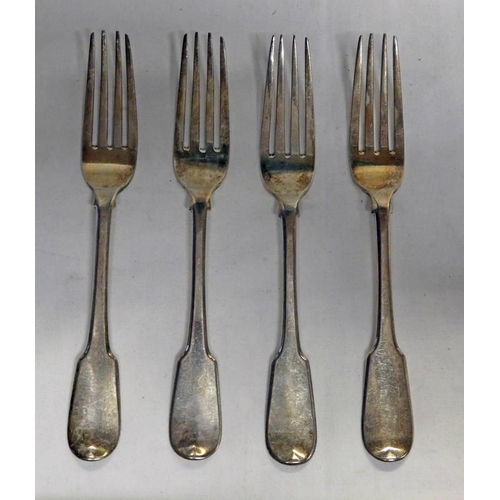 358 - SET OF 4 GEORGE III SILVER TABLE FORKS, LONDON 1811 - 295 G