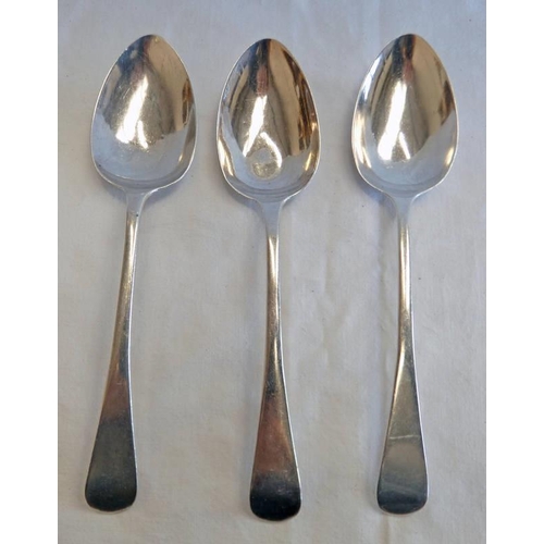 374 - SET OF 3 GEORGE III SILVER DESSERT SPOONS, LONDON 1818  - 110 G