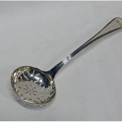 444 - GEORGE III SILVER SIFTER LADLE BY THOMAS NORTHCOTE, LONDON 1810