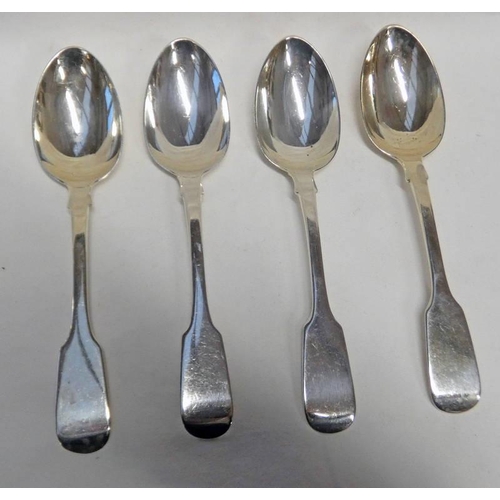 467 - SET OF 4 GEORGIAN SILVER DESSERT SPOONS, LONDON 1830 - 165G