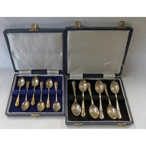 474 - 2 CASED SETS OF 6 SILVER TEASPOONS - 155 G