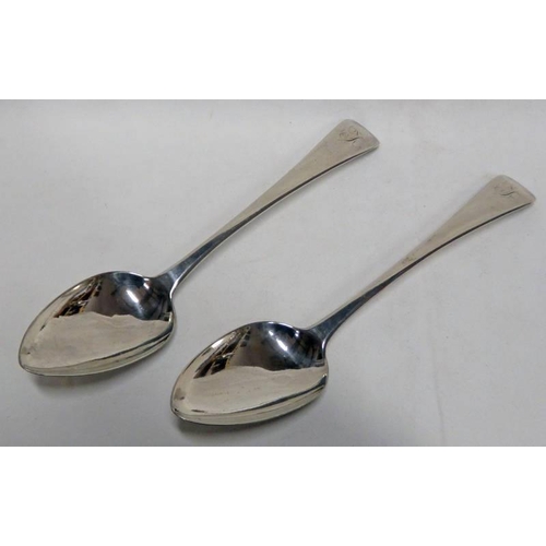 497 - PAIR GEORGE III SILVER TABLESPOONS, LONDON 1819 - 135G