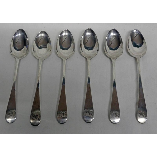 503 - SET OF 6 18TH CENTURY SCOTTISH PROVINCIAL SILVER TEASPOONS BY JAMES ERSKINE, ABERDEEN CIRCA 1790