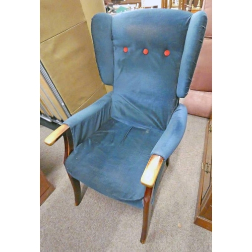 5047 - MAHOGANY FRAMED WINGBACK ARMCHAIR ON SABRE SUPPORTS