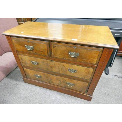 5051 - LATE 19TH CENTURY WALNUT CHEST OF 2 SHORT OVER 3 LONG DRAWERS 81 CM TALL X 106 CM WIDE