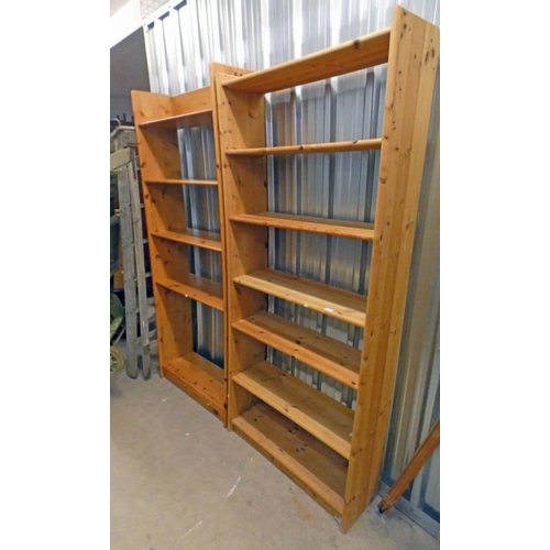 5142 - PAIR OF PINE OPEN BOOKCASES