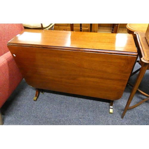 5183 - 19TH CENTURY STYLE INLAID MAHOGANY GATE LEG DINING TABLE WITH FALSE DRAWER SIDES AND BRASS FEET 101 ... 