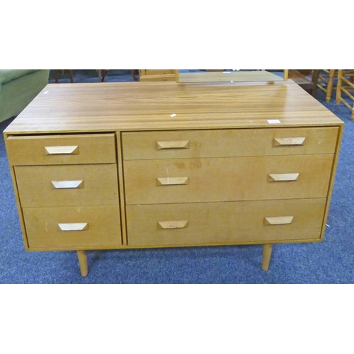 5226 - TEAK DRESSING CHEST WITH MIRROR OVER 6 GRADUATED DRAWERS