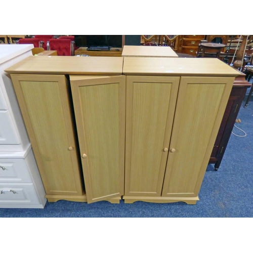 5330 - PAIR OF BEECH WOOD 2 DOOR CD CABINETS.