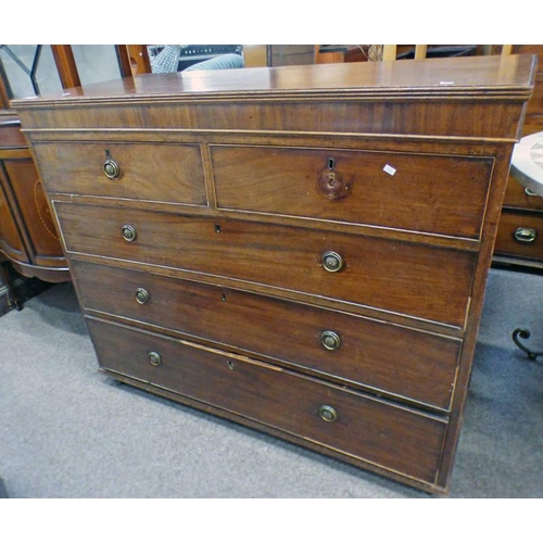 5383 - LATE 19TH CENTURY MAHOGANY CHEST OF 2 SHORT OVER 3 LONG DRAWERS 100 CM TALL X 120 CM WIDE