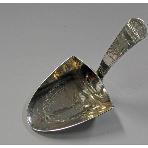 571 - GEORGIAN SILVER CADDY SPOON BY THOMAS WILLMORE, BIRMINGHAM 1801