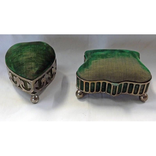 580 - 2 SILVER PLATED SHAPED JEWELLERY BOXES WITH PADDED INTERIORS