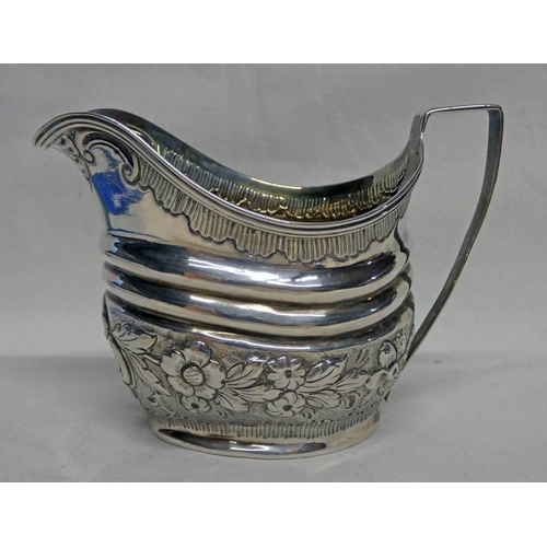 591 - GEORGE III SILVER CREAM JUG WITH FOLIATE EMBOSSED DECORATION, LONDON 1805 - 85G