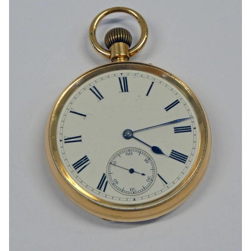 593 - 18CT GOLD OPENFACE POCKETWATCH, THE WORKS SIGNED P REID, TARLAND - 111.9 G