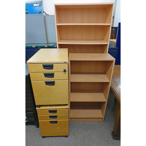 6108 - PAIR OF 3 DRAWER OFFICE CHEST, OPEN BOOKCASE, ETC.  THIS LOT IS SOLD PLUS VAT ON THE HAMMER PRICE.