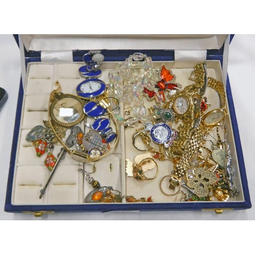 649 - SELECTION OF JEWELLERY INCLUDING SILVER KILT PIN, CLOISONNE EARRINGS, WRISTWATCHES, MARCASITE EARRIN... 