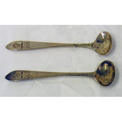 80 - 2 19TH CENTURY SILVER SALT SPOONS BY FRANCIS HOWDEN EDINBURGH